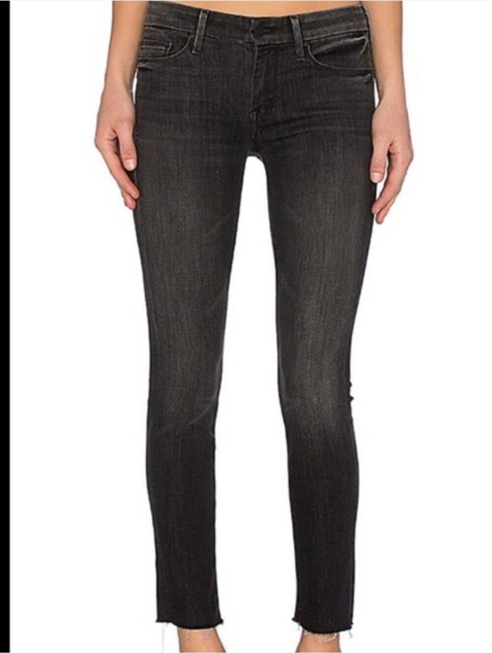 Mother 'The Looker' Ankle Fray Women's Black Washed Slim Jeans_29